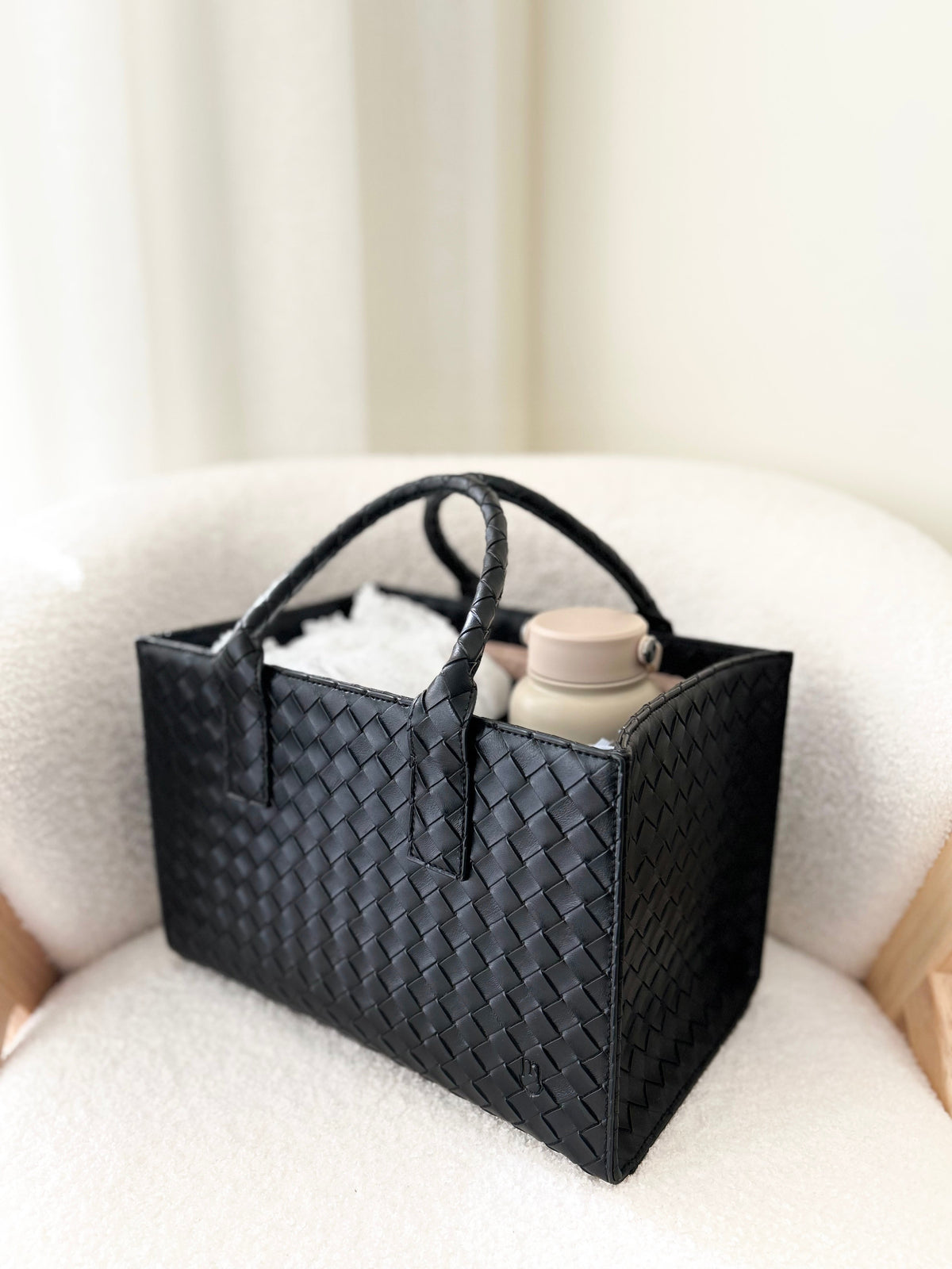 Mini Edition Black nappy caddy styled