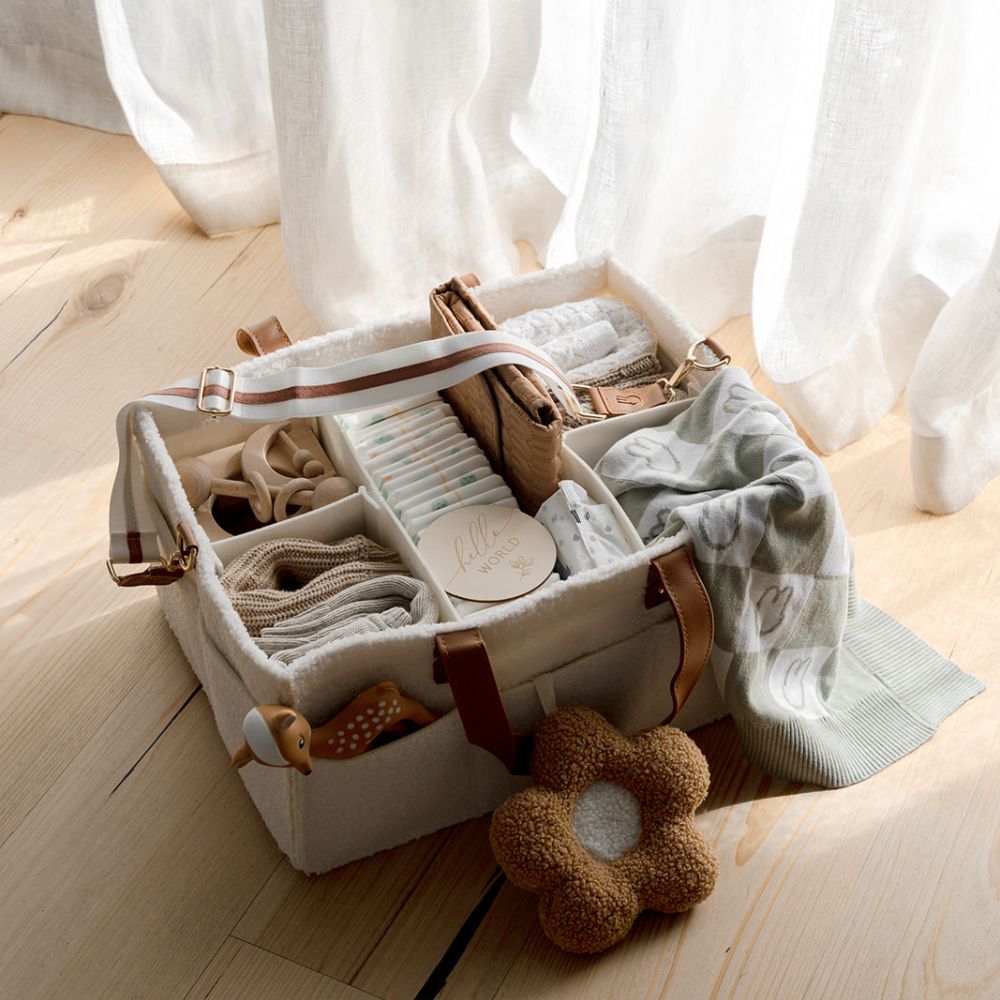 Teddy Cream nursery caddy with removable dividers