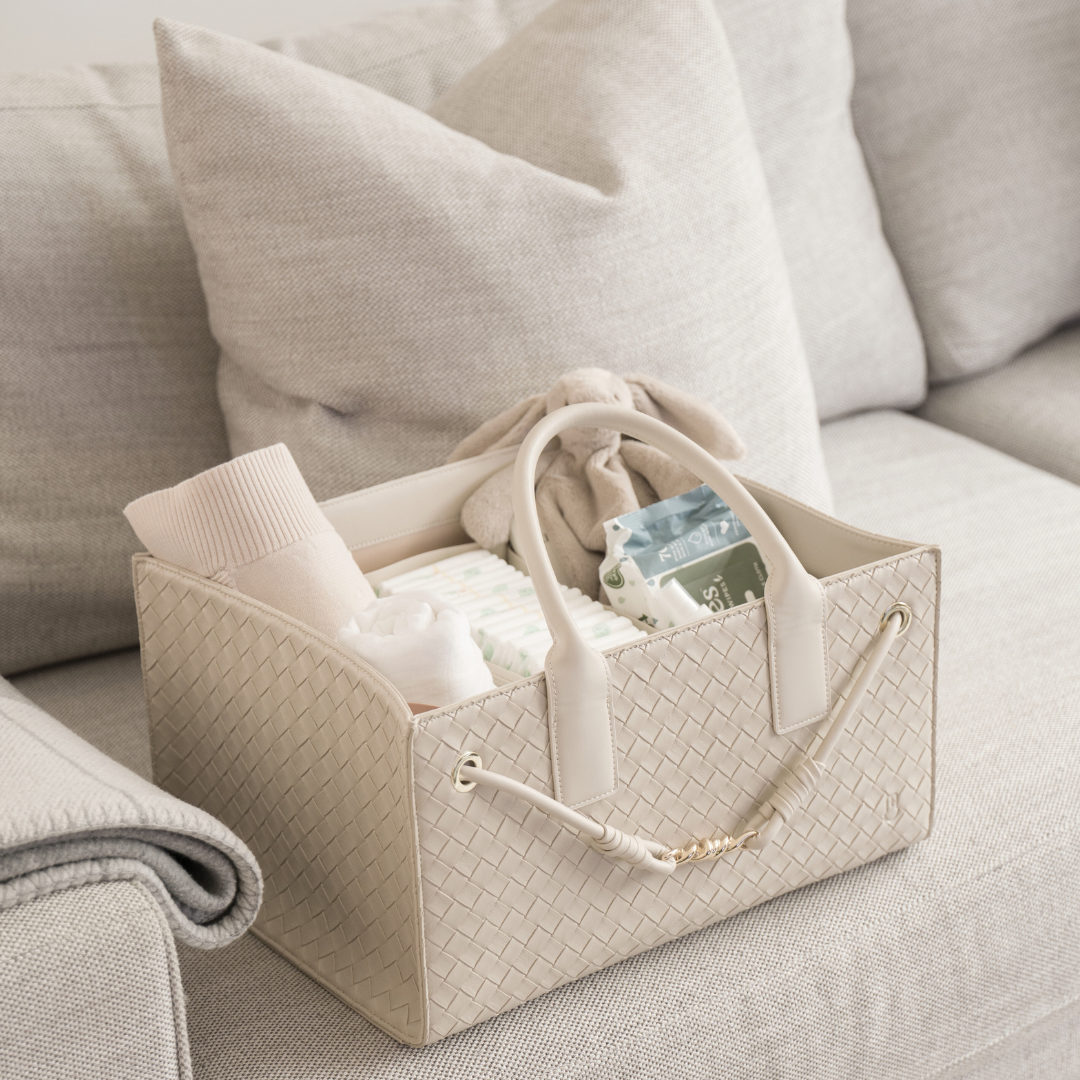 The Edition Cream leather nursery caddy interior