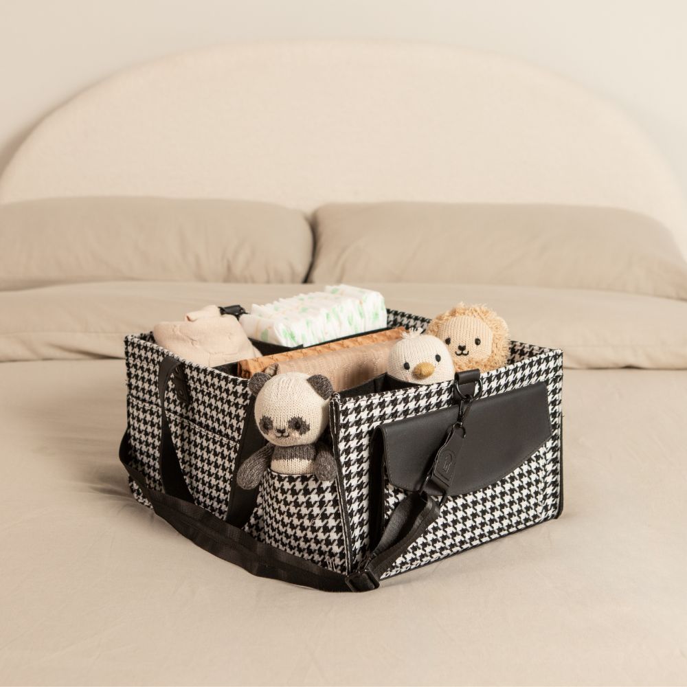 Houndstooth Black nursery caddy with dividers