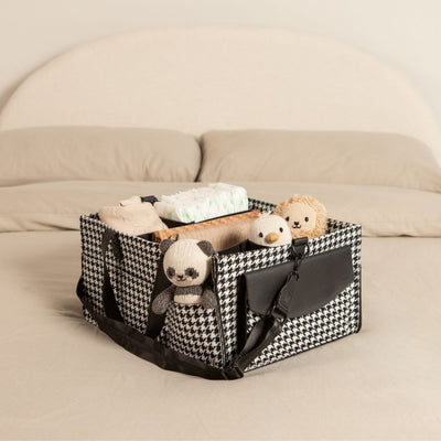 Houndstooth Black nursery caddy with dividers